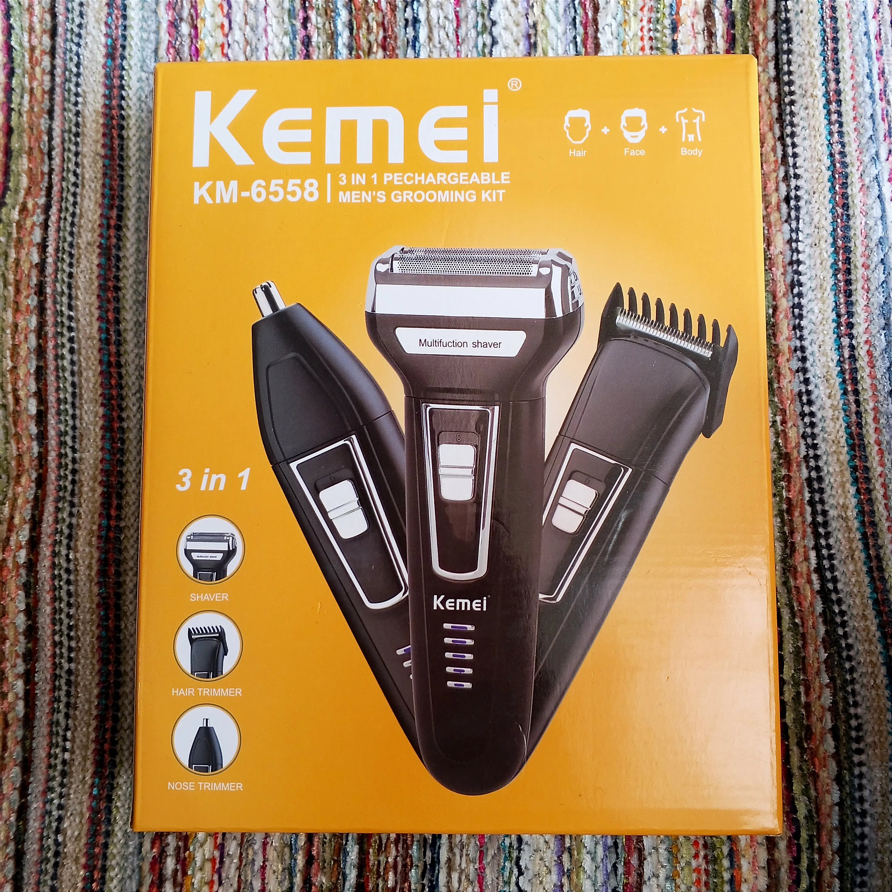 ماكينة حلاقة وتنعيم رجالية 3 في 1 Kemei KM-6558